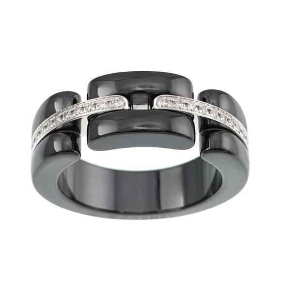CHANEL ULTRA Diamond Ring Black Ceramic 18K WG 750 Size49 4.75-5(US) 90276502 - Picture 7 of 9